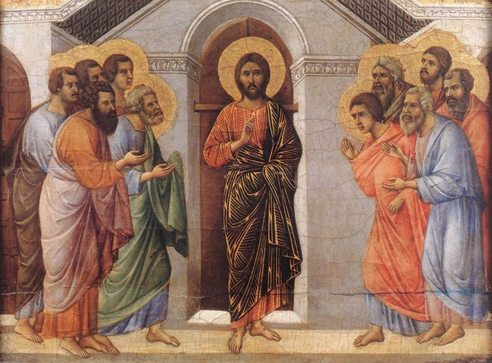 Christ Appears to the Apostles Behind Closed Doors (Duccio di Buoninsegna d. 1319)