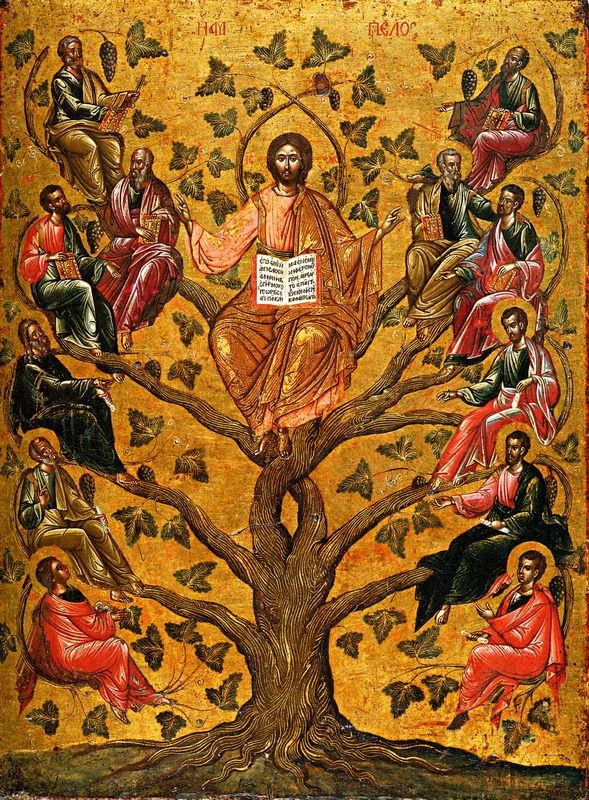 (Christ the True Vine icon; Unknown artist – Athens, 16th century)