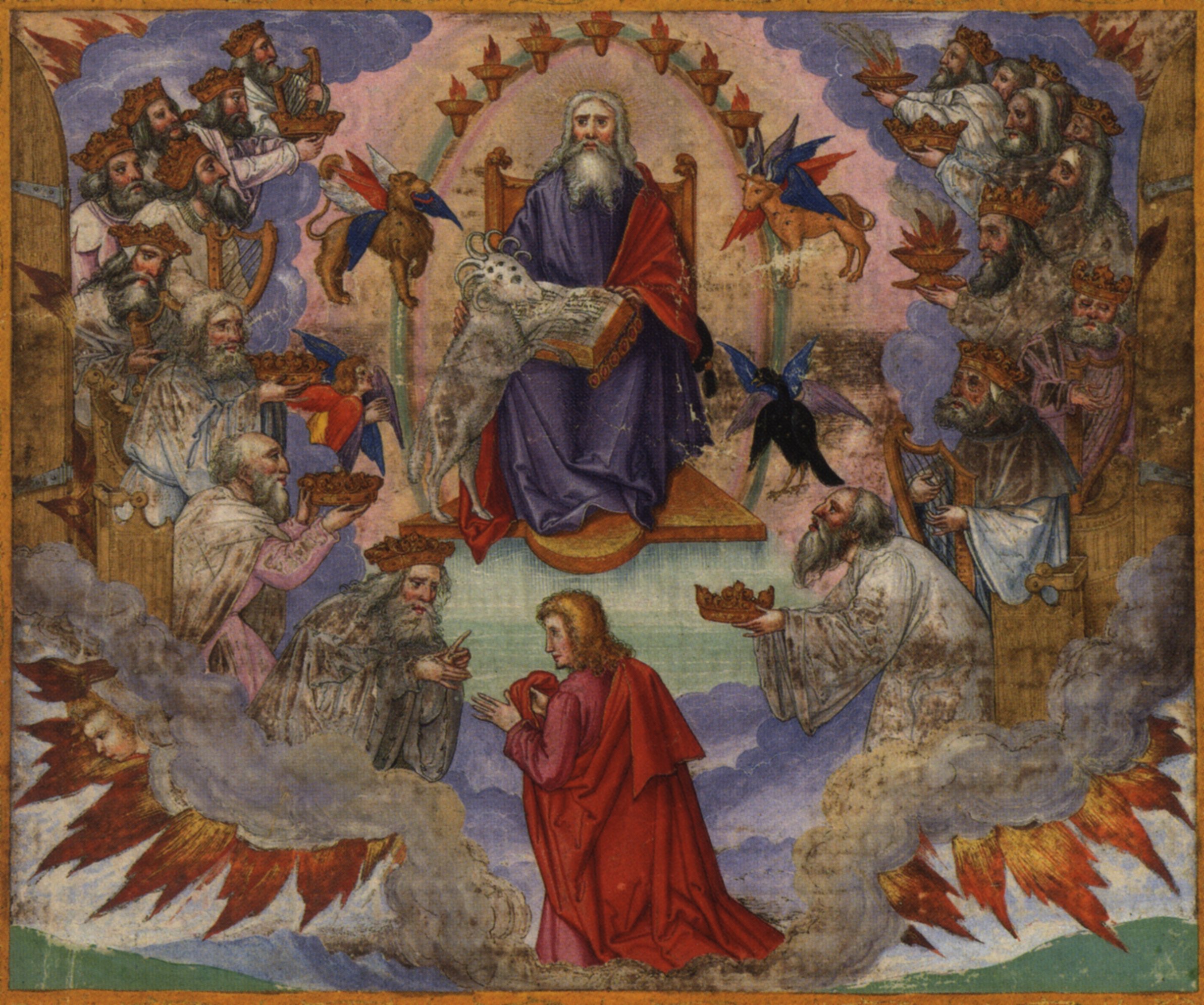 Matthias Gerung, John's Vision of Heaven, Ottheinrich-Bibel, Bayerische Staatsbibliothek.