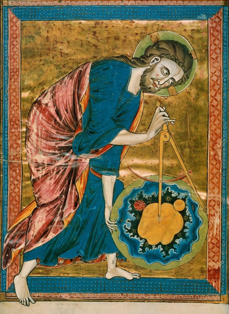 God as Architect (the Frontispiece of Bible Moralisee - Codex Vindobonensis 2554 - approximately 1250