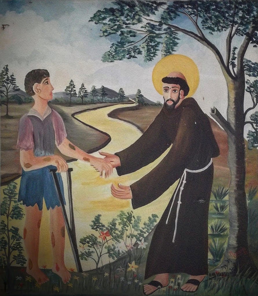 Saint Francis and the leper (Artist unknown. From the Basílica de São Francisco das Chagas)